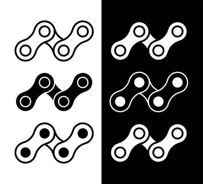 Roller chain links icon. Motorcycle or bicycle chain. Symbol of mechanisms or machines.