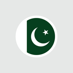 Flag of Pakistan. Pakistani green flag with Muslim crescent and star. State symbol of Pakistan.