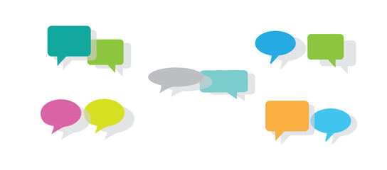 vector illustrations, a set of colored speech bubbles, flat design style, isolated on a white background