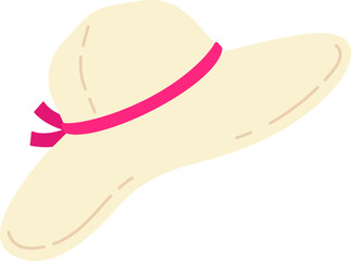Sun hat Cream pink ribbon Summer Travel Beach Sea Flat