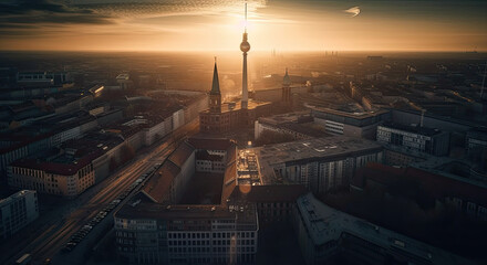 Fototapety  berlin from a drone view created with Generative AI technology