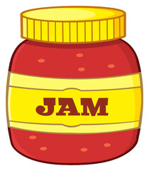 Cartoon Jar With Jam. Hand Drawn Illustration Isolated On Transparent Background