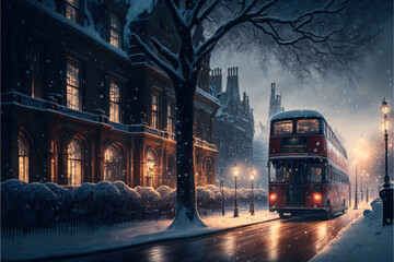 Winter in London created with generative AI technology
