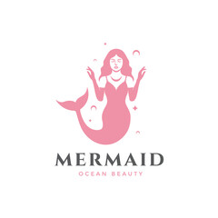 mermaid beauty fantasy ocean beautiful marine princess mythology abstract logo design vector