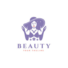 beauty woman feminine boutique fashion luxury elegance lady logo design vector