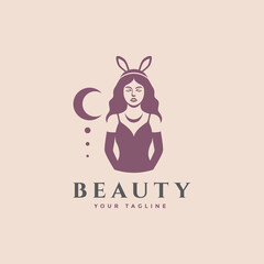beauty woman feminine boutique fashion luxury elegance lady logo design vector