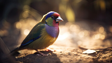 A Gouldian Finch bird in morning light