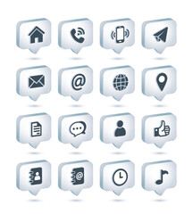 grey scale web icon set in speech bubble 3d. Website set icon vector. for computer and mobile. Contact information icon collection on speech bubble 3d