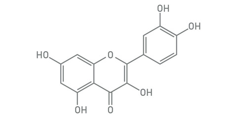 Fototapeta premium Chemical structure of quercetin (C15H10O7). Vector illustration isolated on white background.