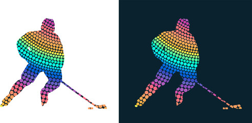 Colorful Hockey Player Silhouettes. Isolated vector colored images. Abstract vector image of sportsmen.