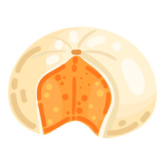 Cute cartoon dumplings vector drawing. Traditional chinese dumplings.Vector illustration clip art. Cute element for greeting cards, posters, stickers and seasonal design. Isolated on white background.