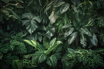 Naklejka na ściany i meble Tropical foliage texture high quality, nature, plants and trees