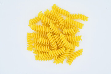 Italian Fussili pasta isolated on a white background