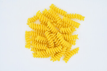 Italian Fussili pasta isolated on a white background