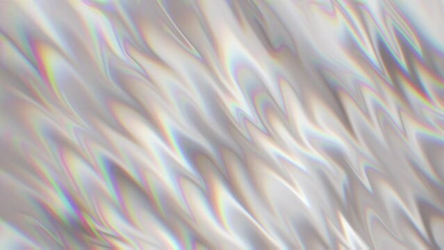 Seamless bright pearl iridescent fluid background. Looped substance pearl white iridescent 4K motion graphic. High quality 4k video