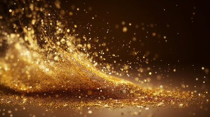 Abstract background of gold shimmer glitter splash. Generative AI