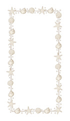 Seashell frame. Sea and ocean design vertical template. Vector illustration summer or beach party advertising design