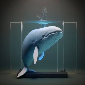 3D Render of a Sad 52Hz Whale in a Fish Tank A Heartbreaking Sight 

a stunning 3D render of a sad 52Hz whale confined to a fish tank, evoking a heartbreaking sight that tugs at the heartstrings. 

