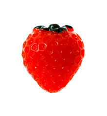 strawberry toy, translucent, glossy, insulated, top view