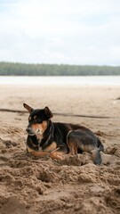 dog on the beach