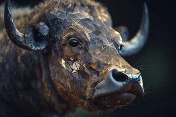 Fotobehang Close - up of a Cape buffalo, Generative AI © dhaval