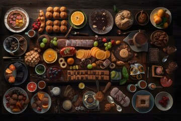 Knolling Gourmet Food - Generative AI Illustration of Food Cuisine Collection