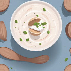 Clam chowder, tiles pattern texture seamless illustration flat