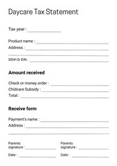 Daycare Tax Statement Form
