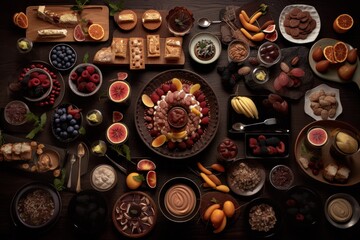 Knolling Gourmet Food - Generative AI Illustration of Food Cuisine Collection
