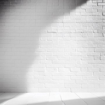White brick wall with white texture background, empty white wall background with light in it.