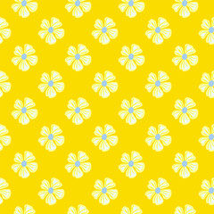 Chamomile flower endless background. Abstract floral seamless pattern in simple style.