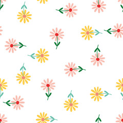 Aster flower seamless pattern. Little chamomile floral ornament wallpaper.