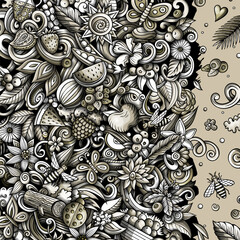 Summer nature cartoon vector doodles frame