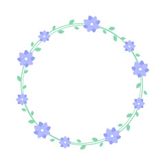 Round lavender floral frame. Botanical flower border vector illustration. Simple elegant romantic style for wedding events, signs, logo, labels, social media posts, etc.