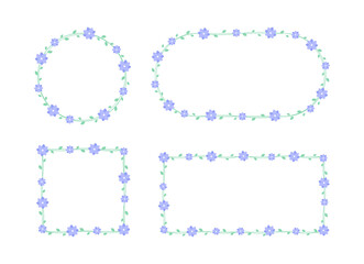 Pastel lavender floral frame set. Botanical flower border vector illustration. Simple elegant romantic style for wedding events, signs, logo, labels, social media posts, etc.