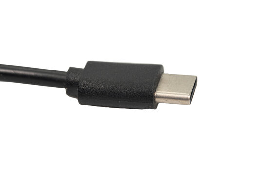 Nahaufnahme Schwarzes USB-C Kabel von der Seite Schräg