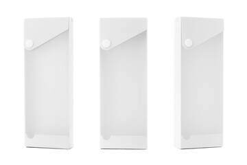 White plastic case for pen or stationery accessories isolated on white background