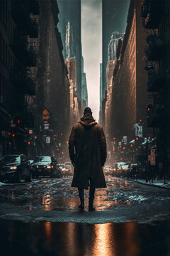 Man standing at the Street Created with Generative AI Technology