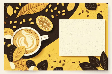 Coffee banner. Art template for coffee shops with space to write. Generative AI.