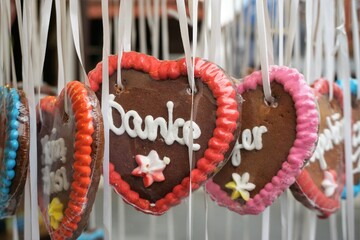 Hängende Lebkuchenherze mit Aufschrift - Danke 