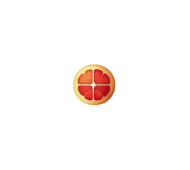Vector illustration of cartoon grapefruit slice isolated on white background