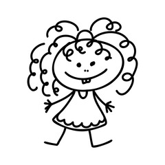 doodle kid, outline cartoon vector drawing child vector