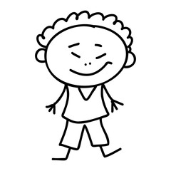 doodle kid, outline cartoon vector drawing child vector