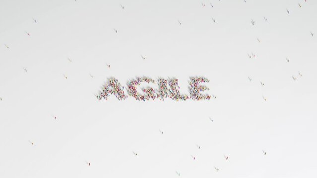 Group Of People Forming AGILE Word Animation on a White Background.
