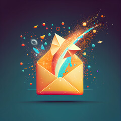 Email and user icon,sign,symbol marketing or newsletter concept, diagram.Sending email.Bulk mail.Email and sms marketing concept. Scheme of direct sales in business. List of clients for mailing