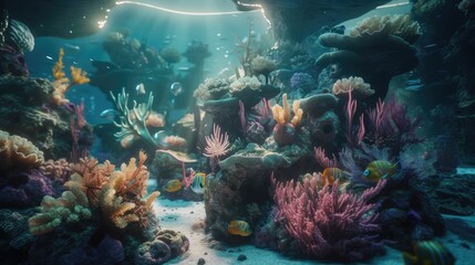 Obraz premium beautiful colorful underwater sea life background, generative AI