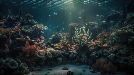 Obraz na płótnie Canvas beautiful colorful underwater sea life background, generative AI