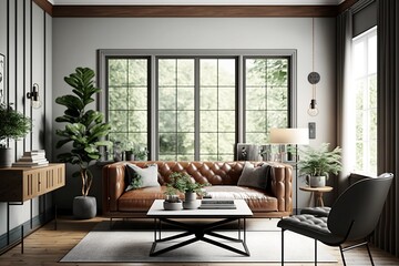 Fototapeta premium interior background of modern living room