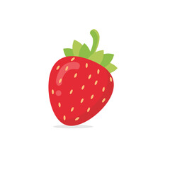 Vector graphic illustration : Red summer fruit fresh strawberry or berry isolated on white background. Fruits cafe menu book print, poster, card. Natural, organic desserts. Fragaria × ananassa.  - obrazy, fototapety, plakaty
