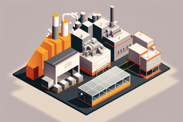 a modern plastics manufacturing plant with bold geometric shapes and sleek design, generative ai